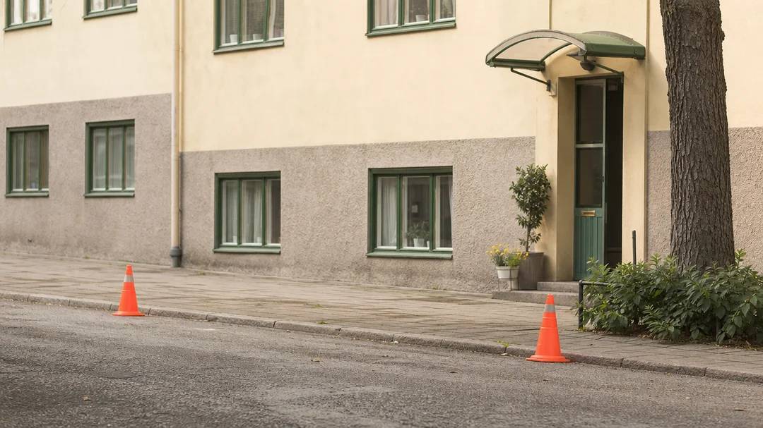 Flyttbil parkerad på gatan